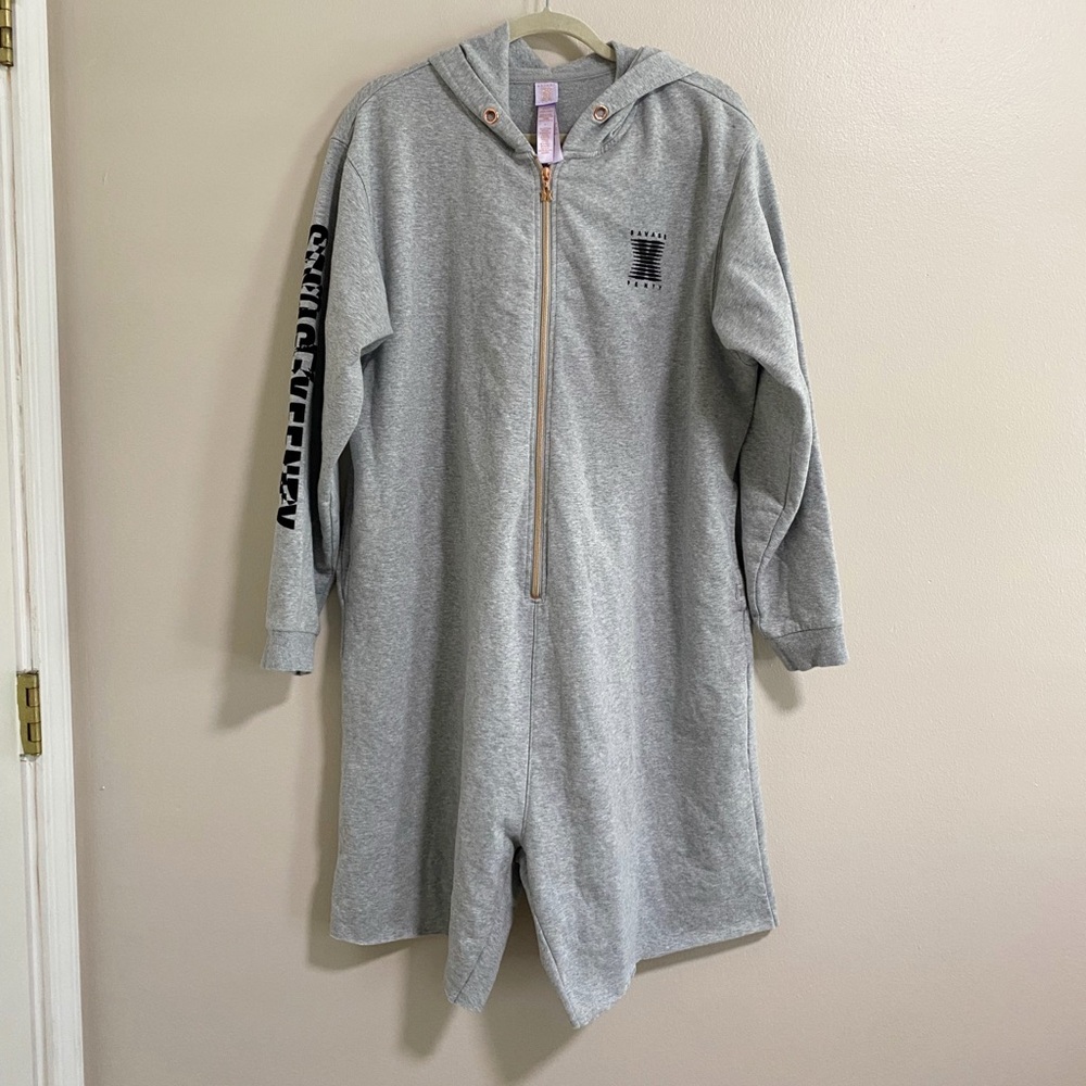 Savage x Fenty Grey Hoodie Shorts Romper Size 1X Rihanna